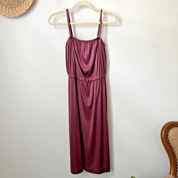 70s Handmade Spaghetti‎ Strap purple knee length dress bridesmaid disco S/M - Picture 1 of 4